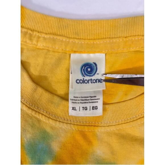Men's Colortone Hip HAPPENS T-shirt XL Yellow Multi-color Tie Dye - Picture 9 of 12